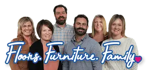 Image of owner and staff at Carpet Weavers. Floors. Furniture. Family.