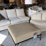 cream couch and boucle chair