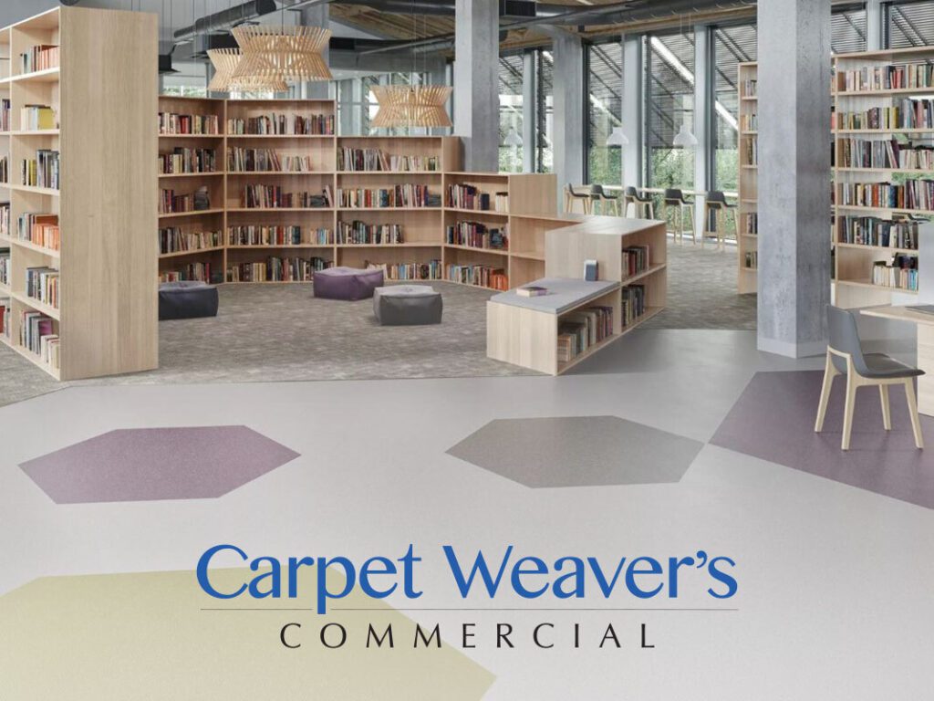 rubber tile and tread flooring for libraries and commercial buildings