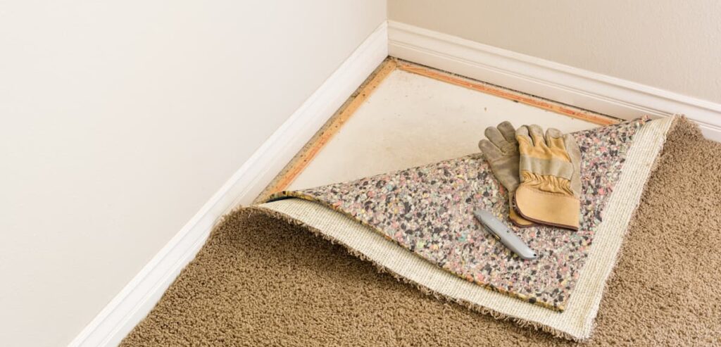corner of a room with carpet and pad