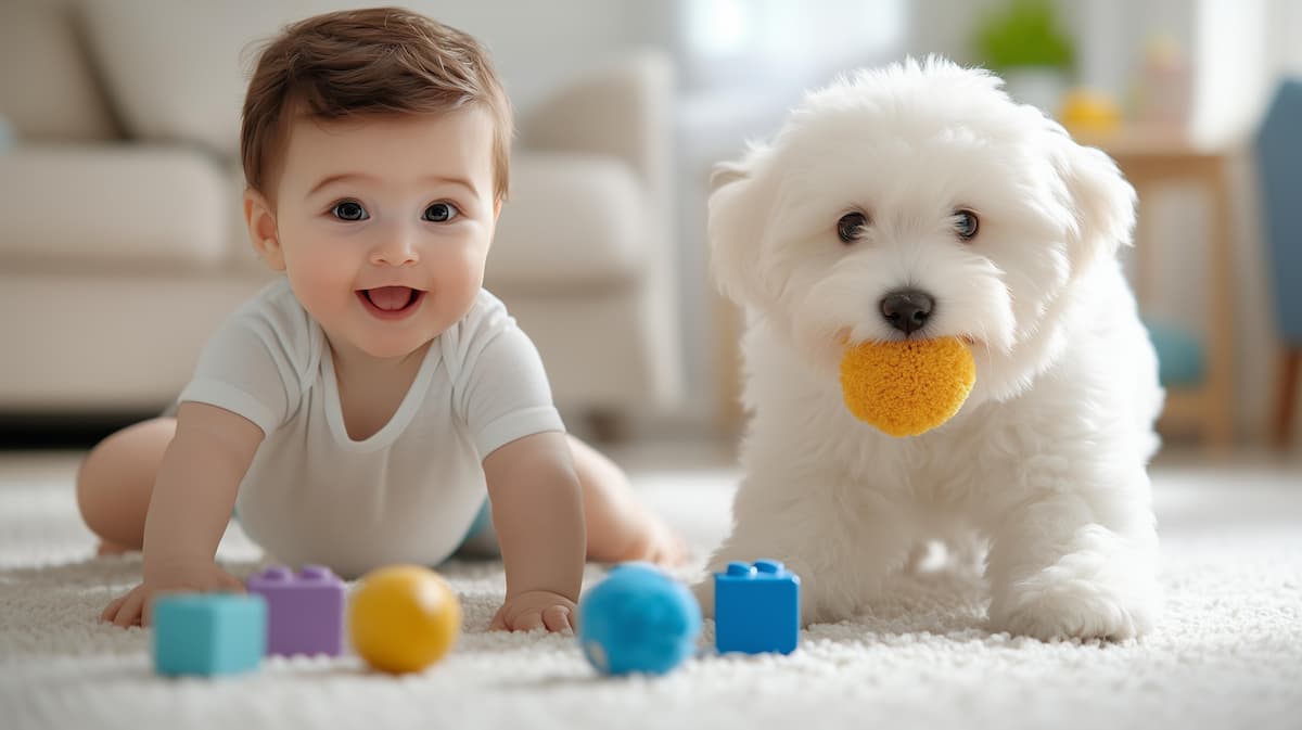 why is carpet padding important featured image with cute baby and dog laying on carpet